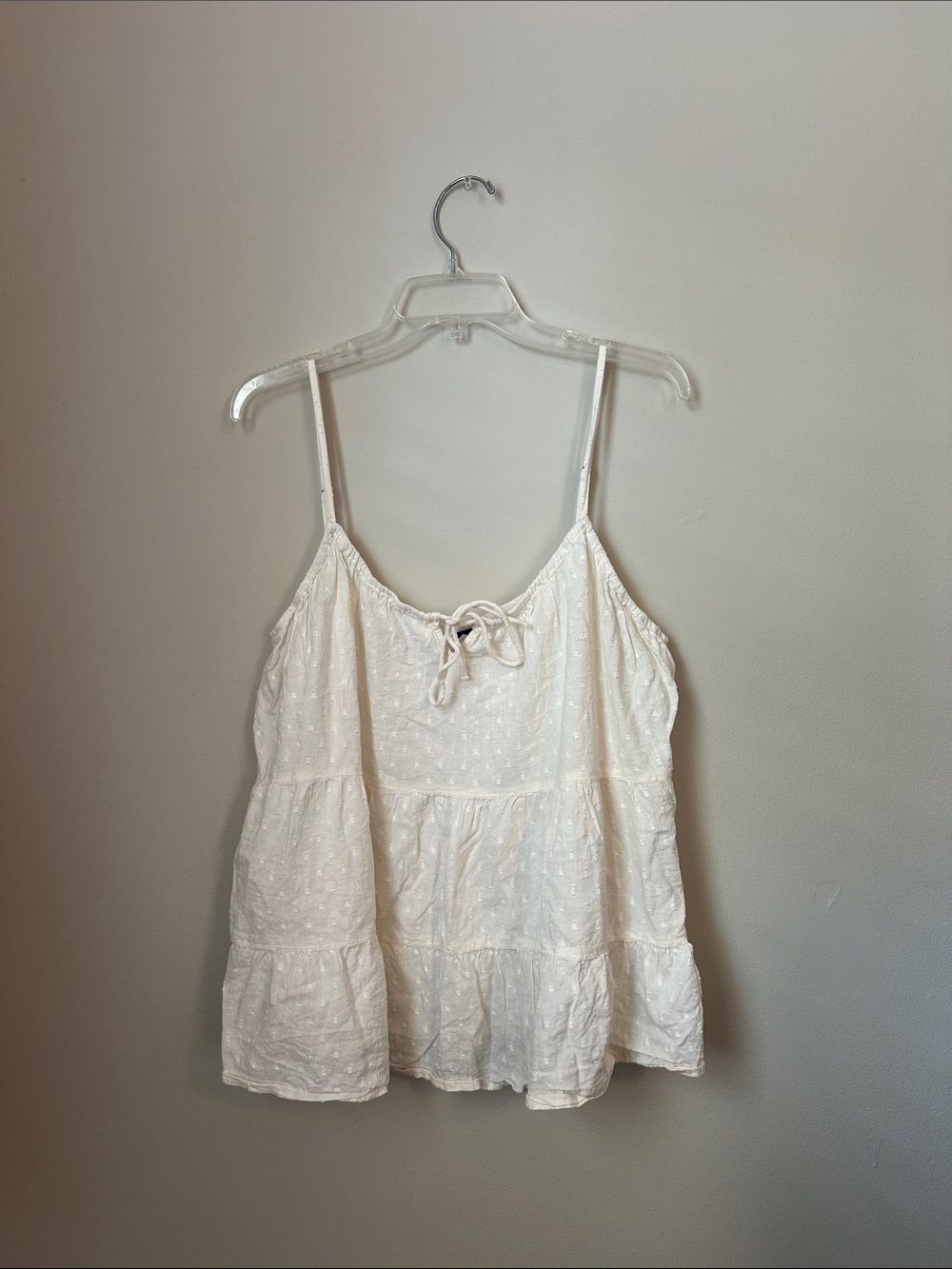 Old Navy White Eyelet Tiered Camisole with Tie Front